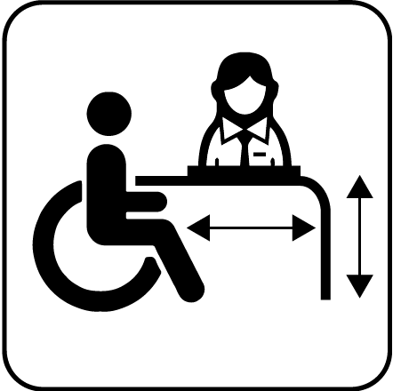 Ícone de um atendente de balcão com uniforme, simbolizando o atendimento em balcões.